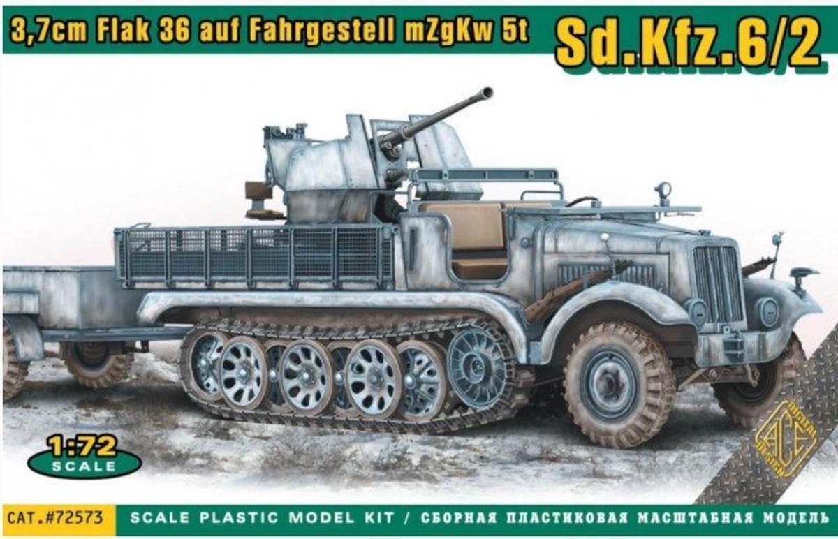ACE | 72573 | 3,7 Flak 36 auf Fahrgestell MzgKw 5T Sd.Kfz.6/2 | 1:72